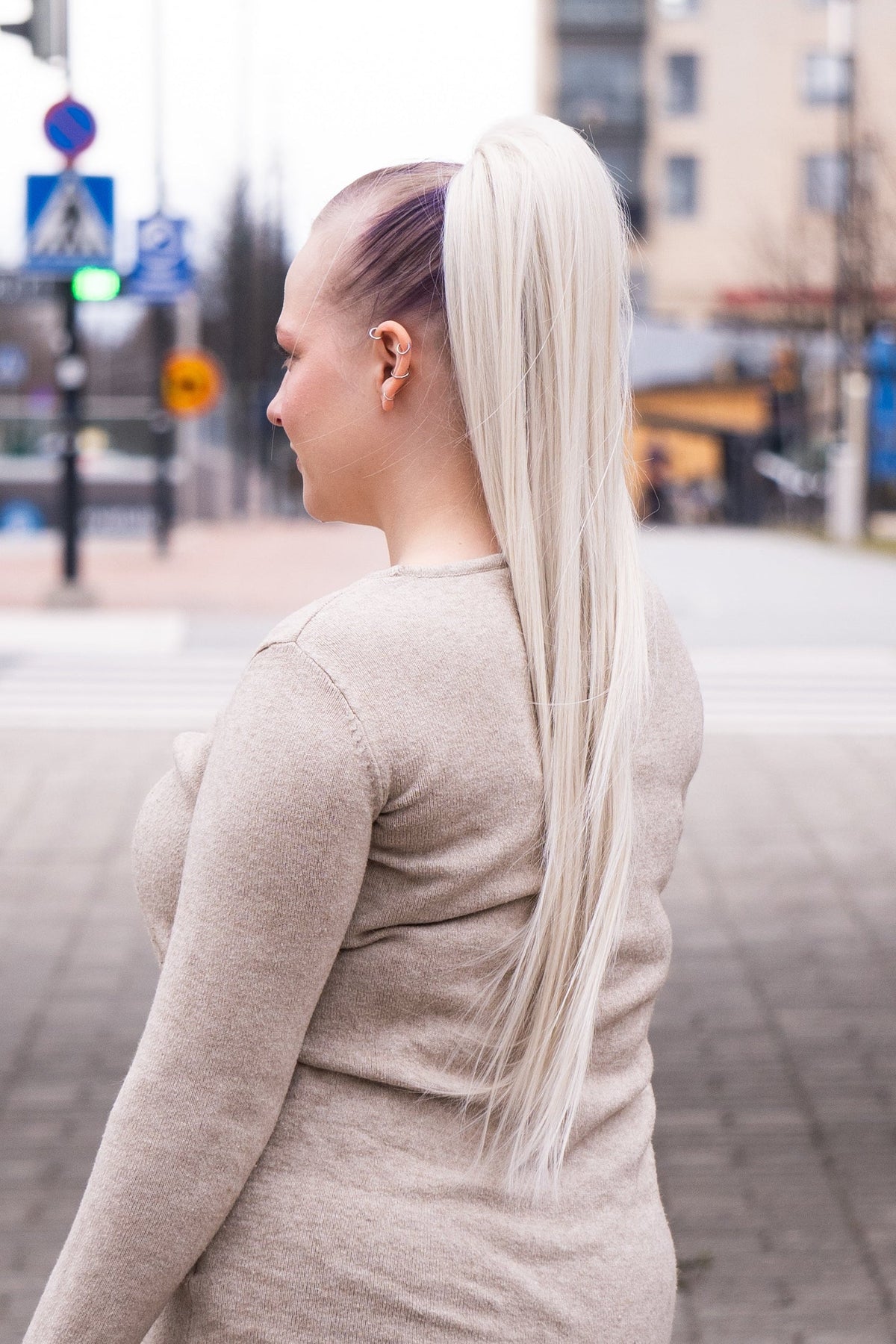 ICHA Beauty suora poninhäntä 70cm lähikuva kiinnityksestä ja tyvestä