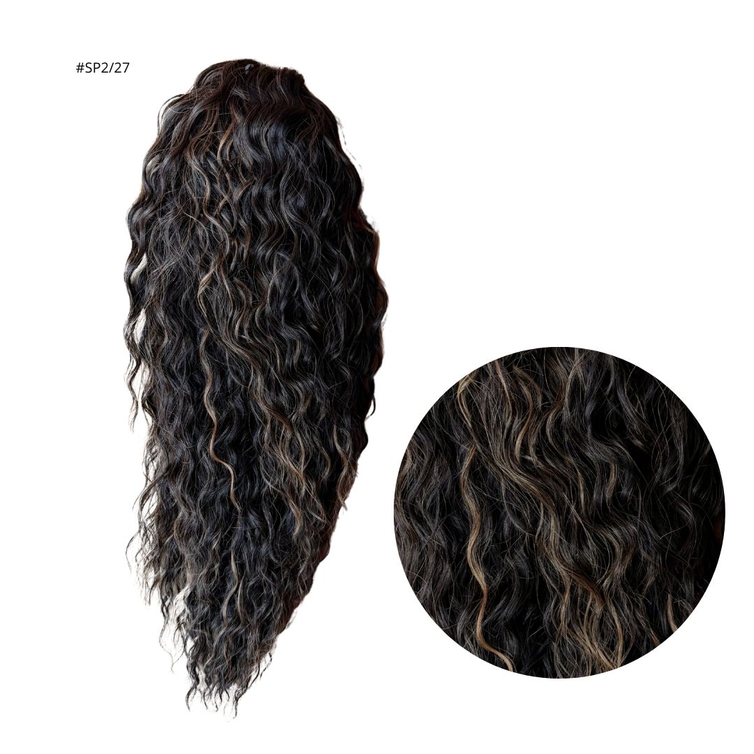 ICHA Beauty Waterwave kuituhiusponinhäntä 50cm pakkaus ja sävyt