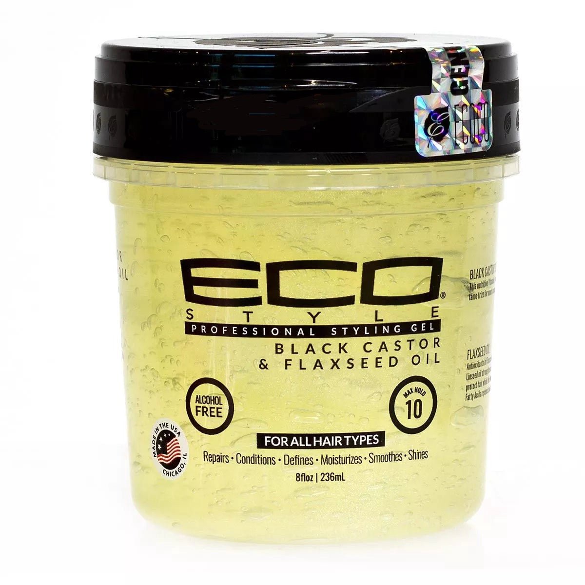 Ecostyler Black castor oil - Letitysgeeli - Kuituhiukset.fi