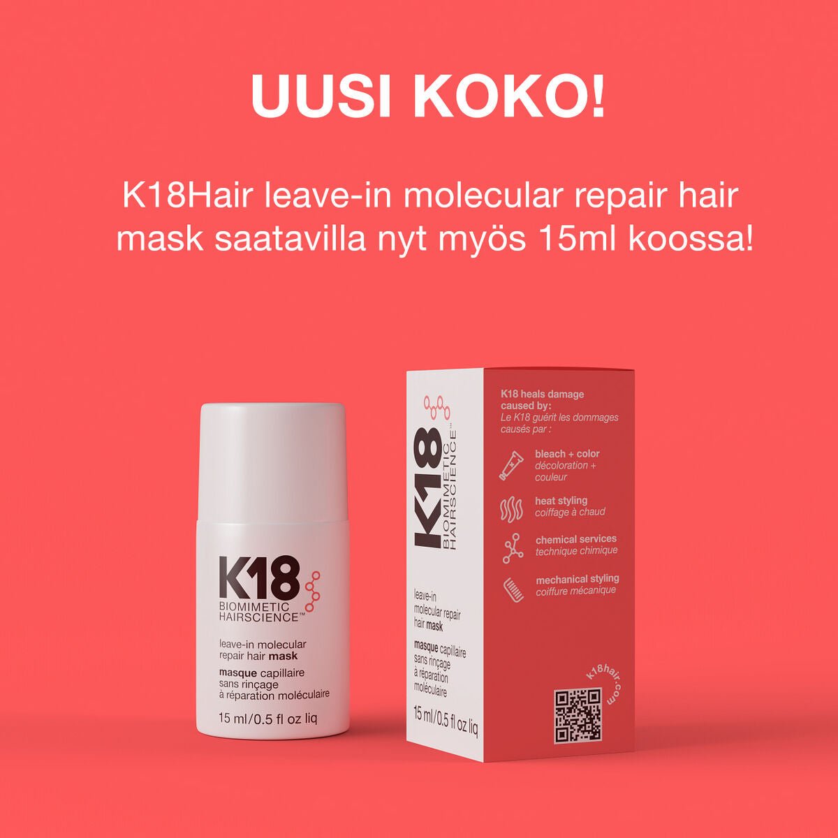 K18 Korjaava hiusnaamio 15ml - Kuituhiukset.fi